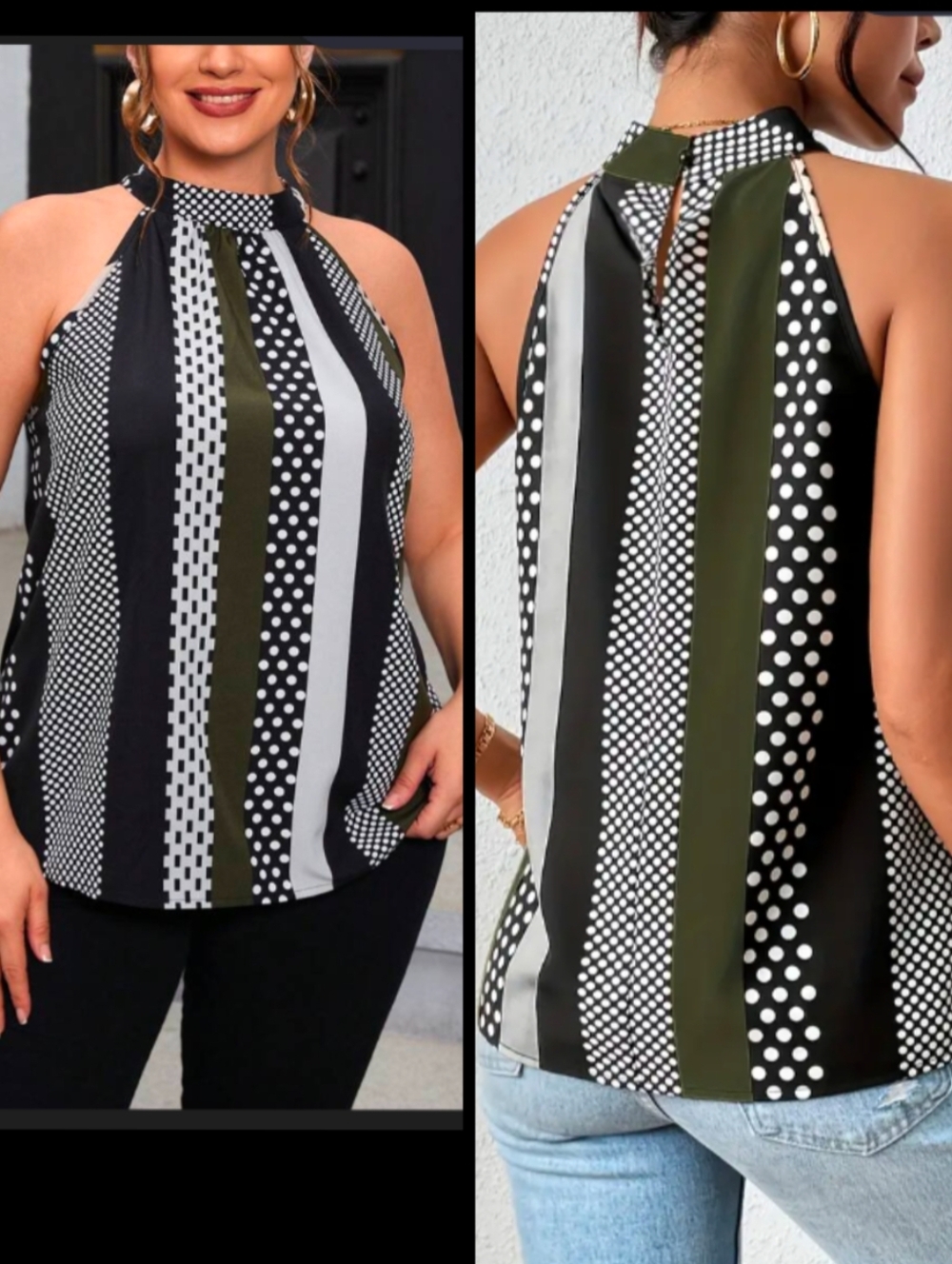 SHEIN CURVE - SIZE 0XL Halter Top with Back Button